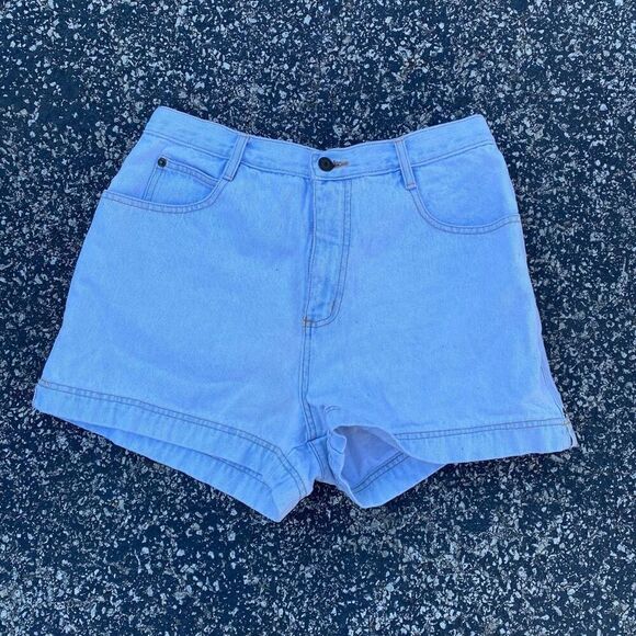 Vintage Y2K Midwest Traders Light Wash Back Buckle High Rise Denim Jean Jorts Sh - Picture 2 of 5
